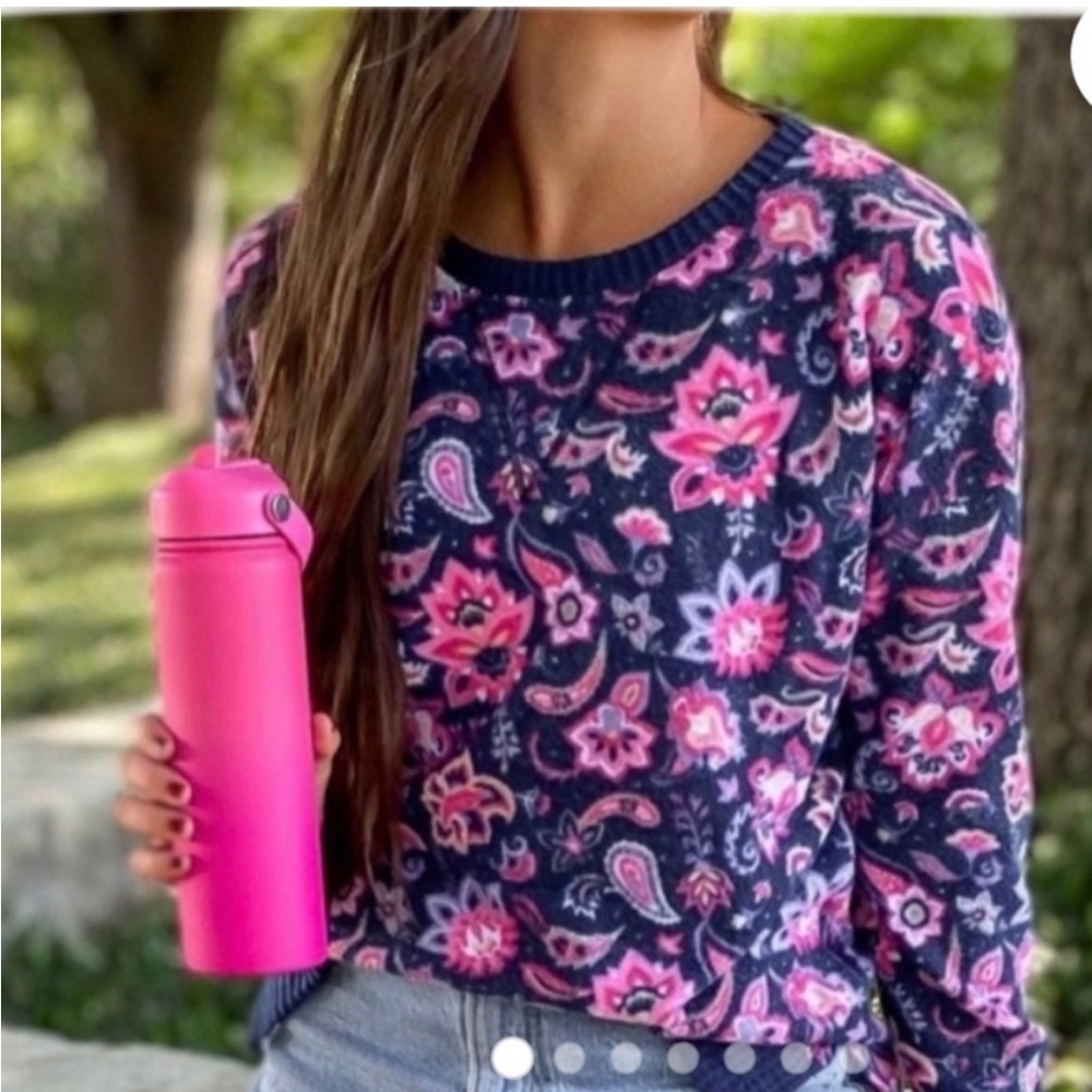NWT Simply Southern crewneck fleece top navy paisley/floral